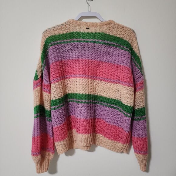 O'Neil Juniors Lake View Striped Drop-Shoulder Sweater Size S Colorful Oversized - Picture 3 of 9